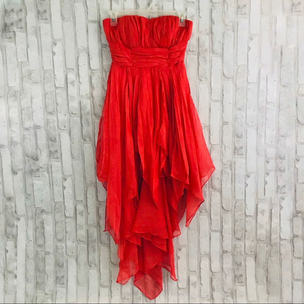 Casting Orange Strapless High Low Dress - Picture 2 of 10